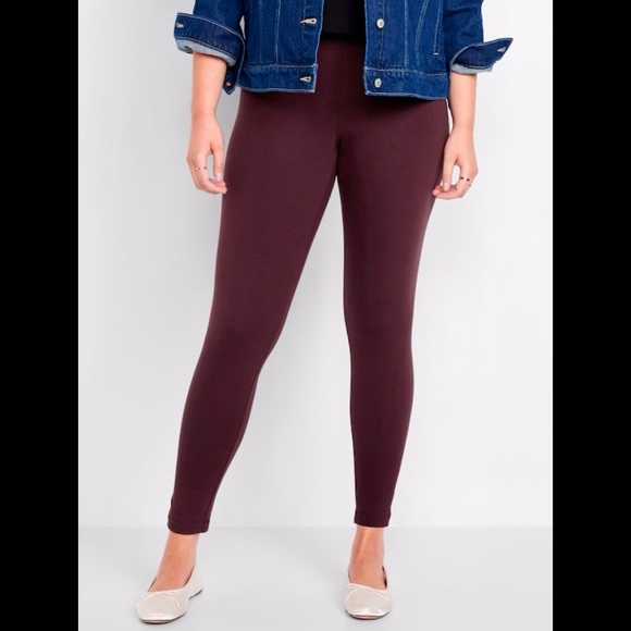NWT Old Navy Burgundy High-Waisted Fleece-Lined Leggings - Medium - Picture 4 of 8